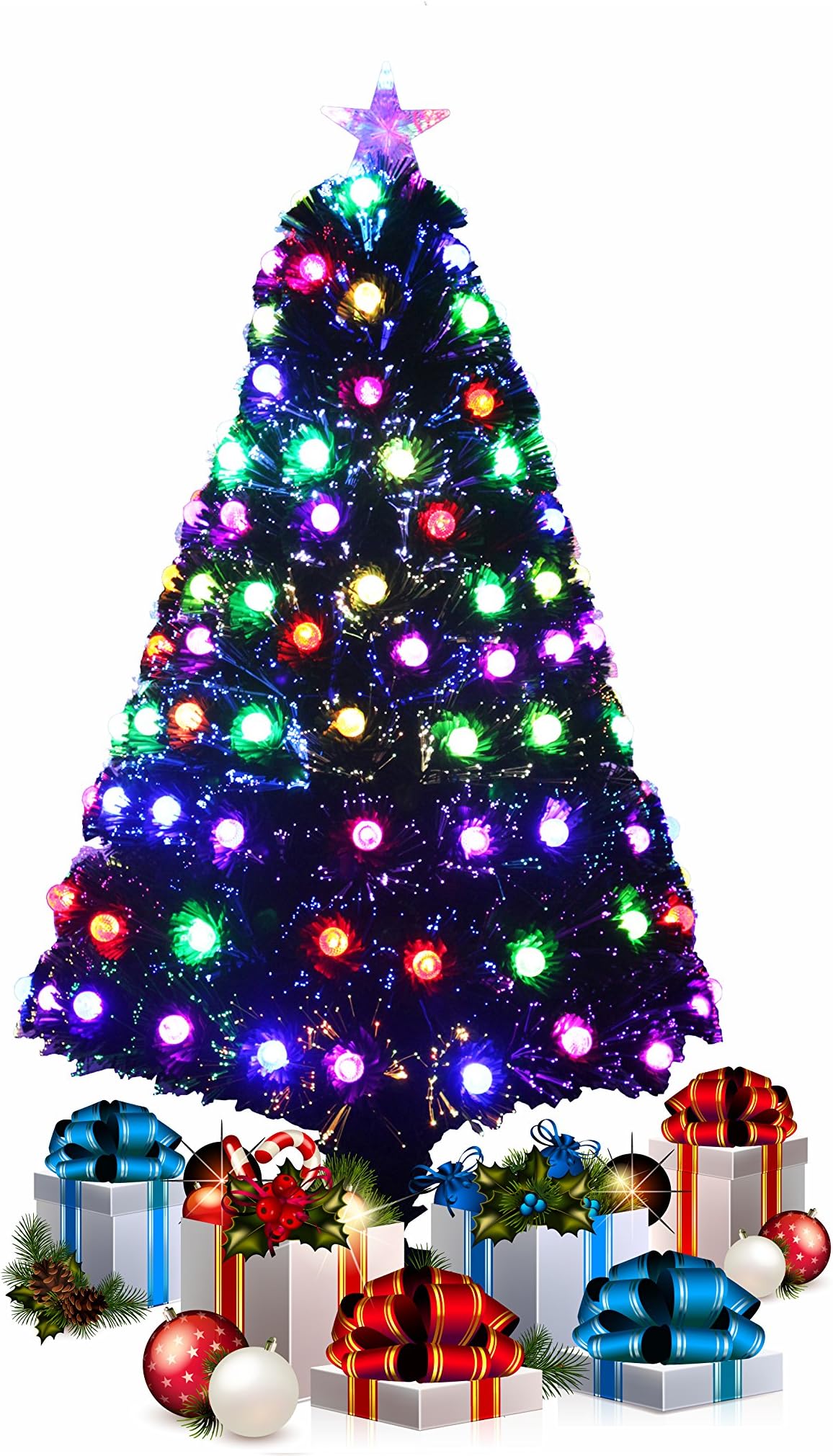 Fibre Optic 3FT Green Christmas Tree with Multi LED Lights - T821A