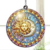 OASSIE Spiritual Gifts for Men Women - Double Layered Hanging Suncatcher 6 in - Sun and Moon Decorations, Birthday Gifts for Mom Dad Family, Friend, Celestial Boho Home Décor