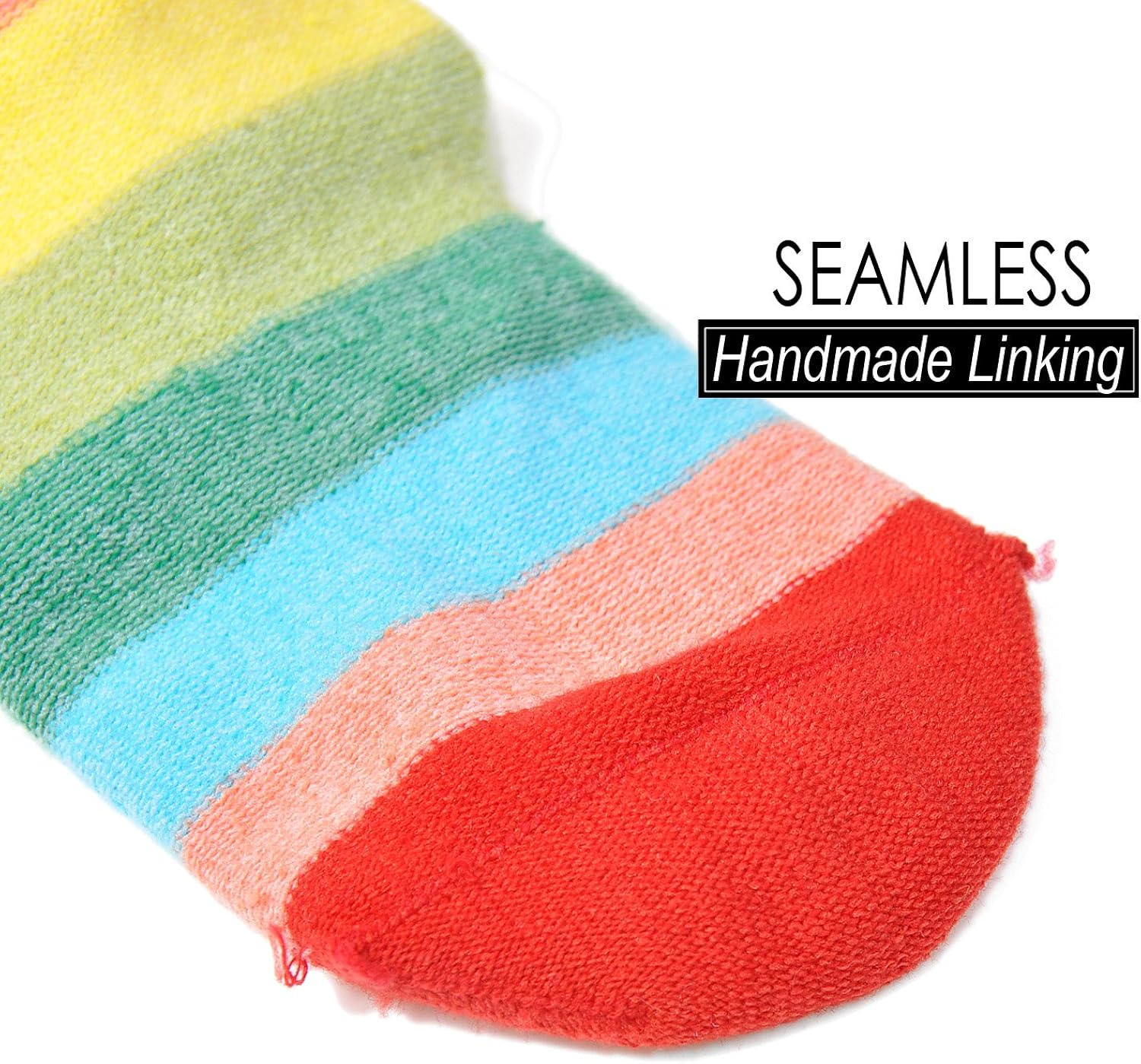 Epeius Kids Girls' 5 Pack Seamless Rainbow Stripes Crew Socks: Clothing
