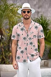 COOFANDY Mens Hawaiian Shirt Short Sleeve Floral