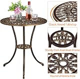 Yaheetech 3 Piece Patio Bistro Set, Round Aluminum Table & 2 Chairs view 5