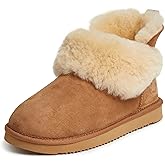 Dearfoams Women's Fireside Shearling Water Resistant Indoor/Outdoor Foldover Boot Slipper