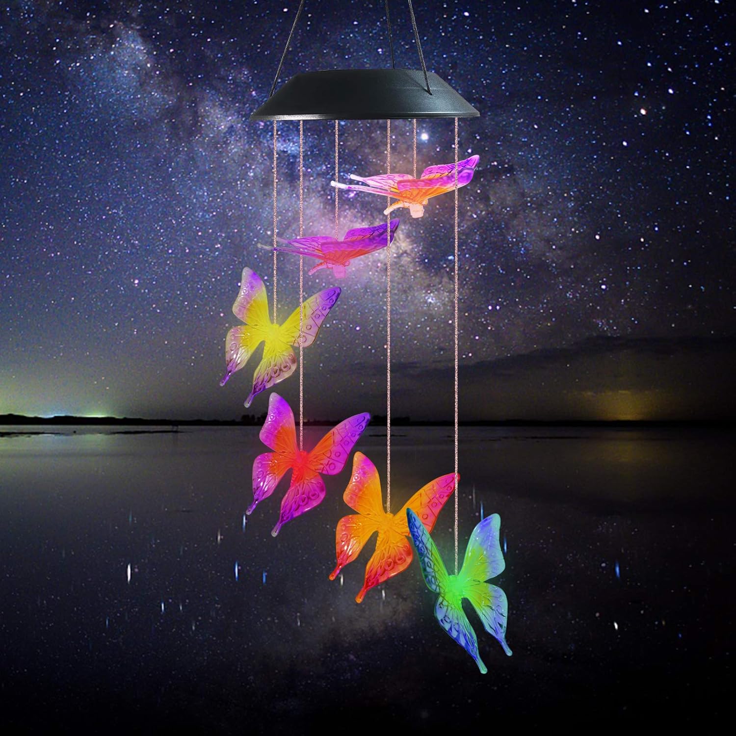 Famiry Solar Butterfly Wind Chimes for Outside, Wind Chimes Colors Changing Six Butterfly Waterproof LED Solar Light, Outdoor Decor for Garden, Patio, Yard, Home(Purple Yellow Butterfly) : Garden & Outdoor