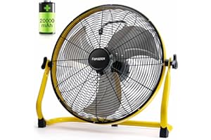 Fanspex 16'' Large Portable Battery Operated Floor Fan, 20000 mAh Cordless Rechargeable Floor Camping Fan for Outdoor, DC 24V, 45dB Low Noise, 4-32 Longer Running Time, 5.8 m/s Air-flow