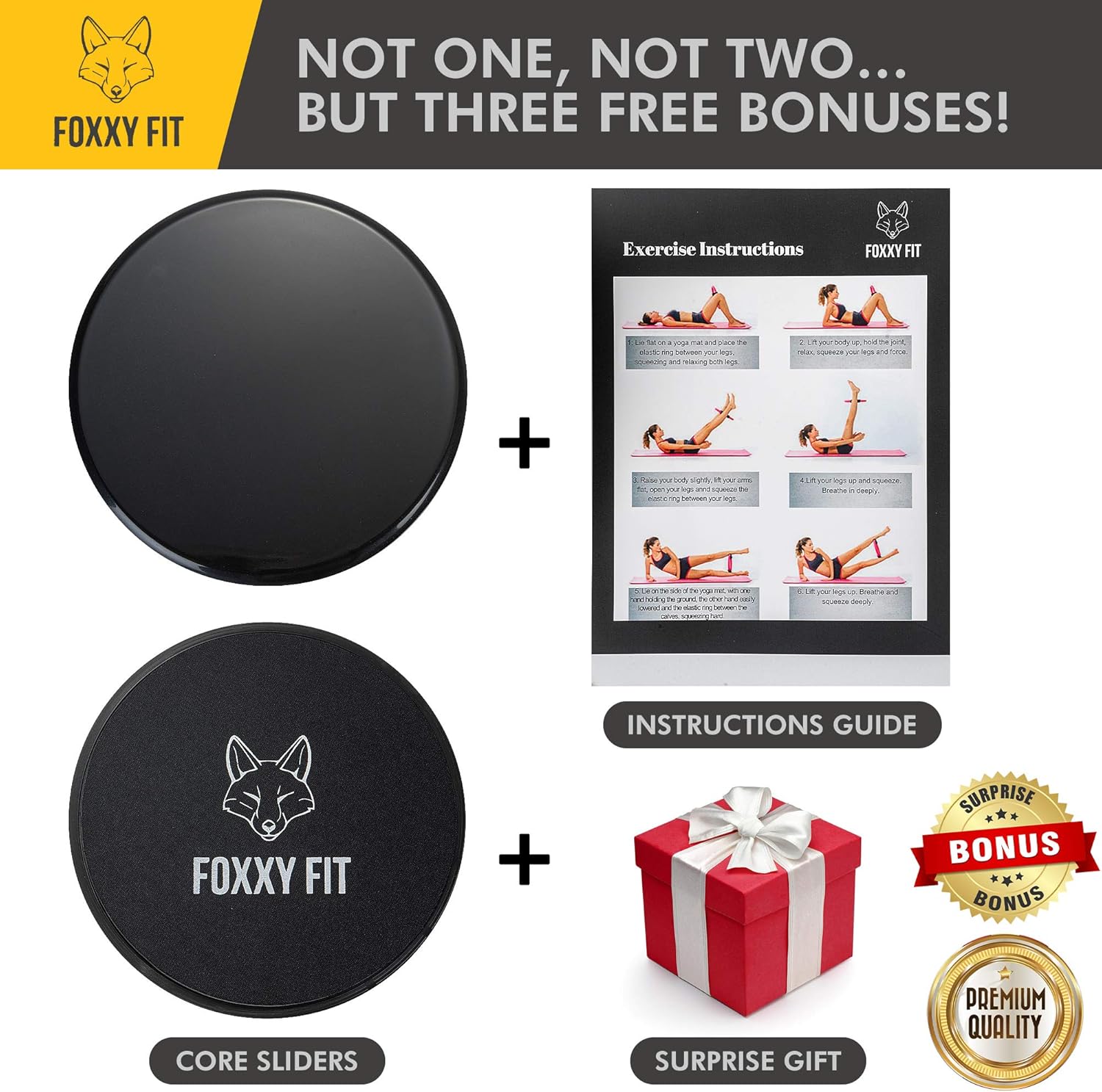 FOXXY FIT Pilates Ring - Magic Circle for Pilates, Yoga and Floor Exercises with Dual-Grip Handles –Premium Pilates Circle for Thighs, Core and Arms – Core Sliders, Workout Guide and Free Bonus : Sports & Outdoors