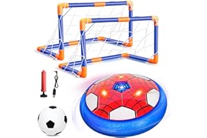 HITTOYS Spider Hover Soccer Ball Toys Set for Kids, 2-in-1 Rechargeable Toddler Air Floating Football Toy Ball with Led Light, Indoor Sports Games Christmas Birthday for Old Boys