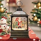 Christmas Snow Globe Lantern with Santa 8 Music Songs & 6H Timer Water Snow Globe Lantern USB & Battery Operated for Christmas Festival Decorations Gifts (Santa)