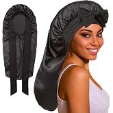 ROYBENS Long Bonnet for Braids Curly Hair Long Hair, Satin Bonnet with Tie | Silk Bonnet for Sleeping Women, Sleep Bonnets for Women, Adjustable Cute Hair Bonnet, Anti-frizz Sleep Cap, Night Cap Wrap
