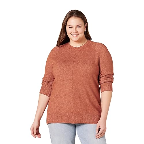 Amazon Essentials Women's Regular-Fit Soft Touch Long-Sleeve Crewneck Sweater, Caramel, Small