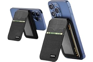 ArtsEvo Magnetic Wallet, Compatible with iPhone MagSafe Wallet with Adjustable Stand for iPhone 15/14/13/12 Series,10 Cards and Cash Holder, Dark Black