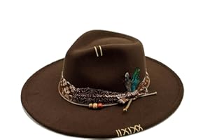 Wotfim Classic Wide Brim Fedora Hat for Women Man Floppy Panama Hat Western Felt Outdoor Hat with Band Sun Protection