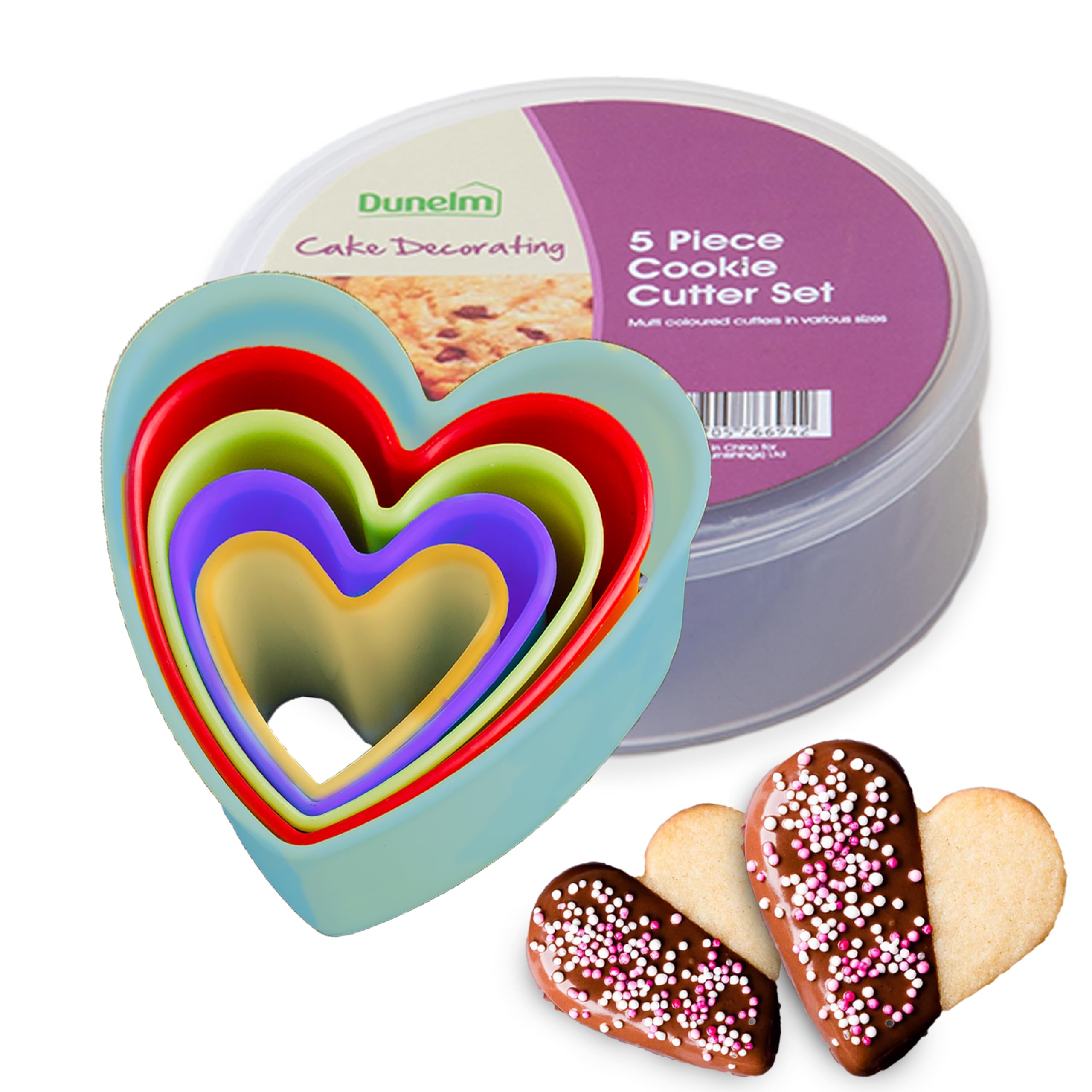 Premier Housewares Heart Shaped Cutters - Set of 5, Multi-Coloured