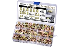 ASKWAY 170pcsPressure Rivet Nut Tool Kit, Metric Rivet Nut Combination (M8/M6/M5/M4/M3), Suitable for Furniture, Decoration, Automotive, Marine and Industrial Applications