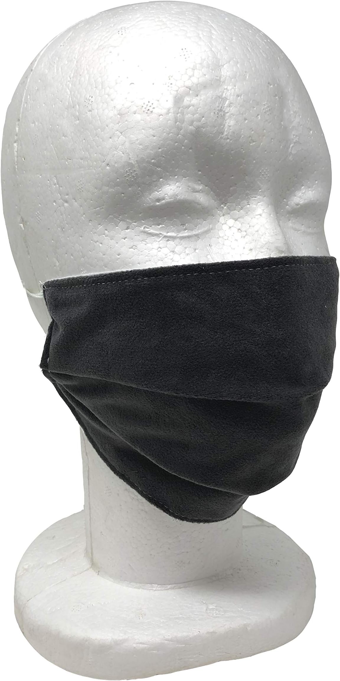 Original Sleep Company Lined Suede Dust Face Mask with Ear Loops - Black - MADE IN BRITAIN