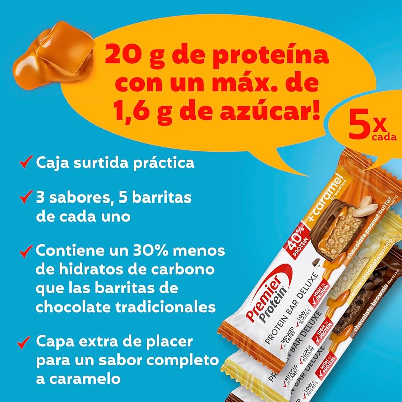 - Protein Bar Deluxe 40% - Multiflavourbox - 15x50g - Low sugar - Low Carb - palmölfrei