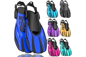 Otowaving Snorkel Fins Diving Fins Adjustable Buckles Open Heel Swim Flippers Travel Size Short Swim Fins for Snorkeling Diving Swimming Adult Men Womens