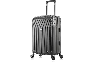 InUSA VASTY Luggage with Spinner Wheels | Durable Lightweight Hardshell Suitcase, Travel Bag with Handle and Trolley, 20-Inch Carry On Small Luggage | Black