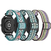Astorgos 3 Pack Stretchy Nylon Bands Compatible with Amazfit Active/Active 2/GTS 2/2 Mini/2e/3/4/4 Mini/Bip 3/3 Pro/U/U Pro/GTR Mini/42mm Smartwatch, 20mm Elastic Fabric Strap for Women Men, GA+R+BB