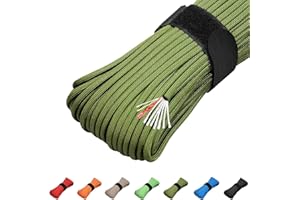 KOKKOYA Survival Paracord 550 Fire Paracord Survivor Cord Nlyon Rope 10 Strands US Military Type III 550 Parachute Cord with Integrated Fishing Line, Fire-Starter Tinder 4 in 1