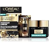 L'Oreal Paris Age Perfect Anti-Aging Midnight Face Cream, Fragrance-Free Face Moisturizer with Antioxidants to Reduce Wrinkles and Firm Skin, 1.7oz + Serum Sample