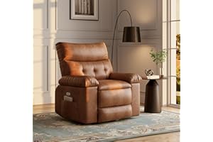 Oversized PU Leather Recliner Chair - Extra Plush 1.5X Thick Cushion Manual Reclining Chair for Living Room & Bedroom, Spacio