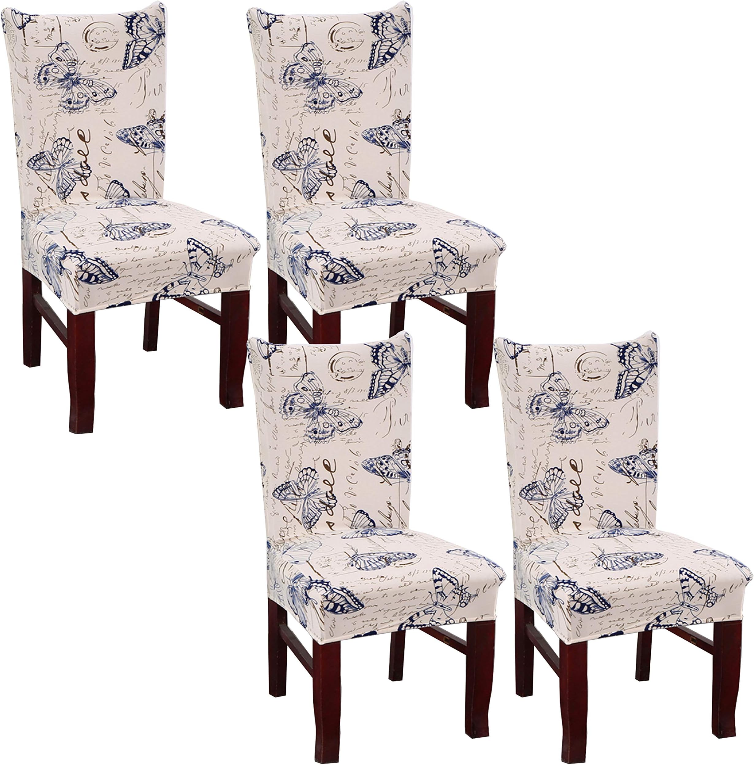 Lalluxy Stretchy Parson Chair Slipcovers for Dining Room Chair seat Covers Chair Protectors for Party Pet Protection Universal Fit Soft Polyester (Set of 4, Butterflies)