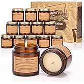 12 Pack Candles for Home Scented,Scented Candles Gift Set for Women &Men,Natural SoyCandles(Amber Jar),Aromatherapy Candle Set for Birthday Valentine Anniversary Mother's Day Christmas