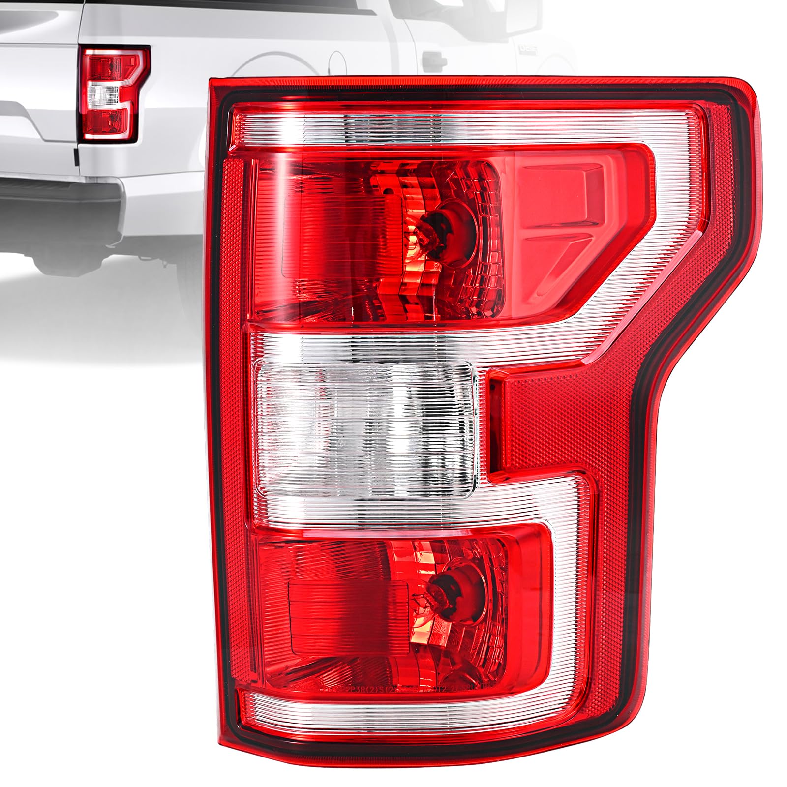 Photo 1 of BeamTrack Tail Lights Assembly Compatible with 2018 2019 2020 Ford F-150 Right Passenger Side Rear Light Brake Lamp Taillight with Bulb and Harness Replace JL3Z13404H