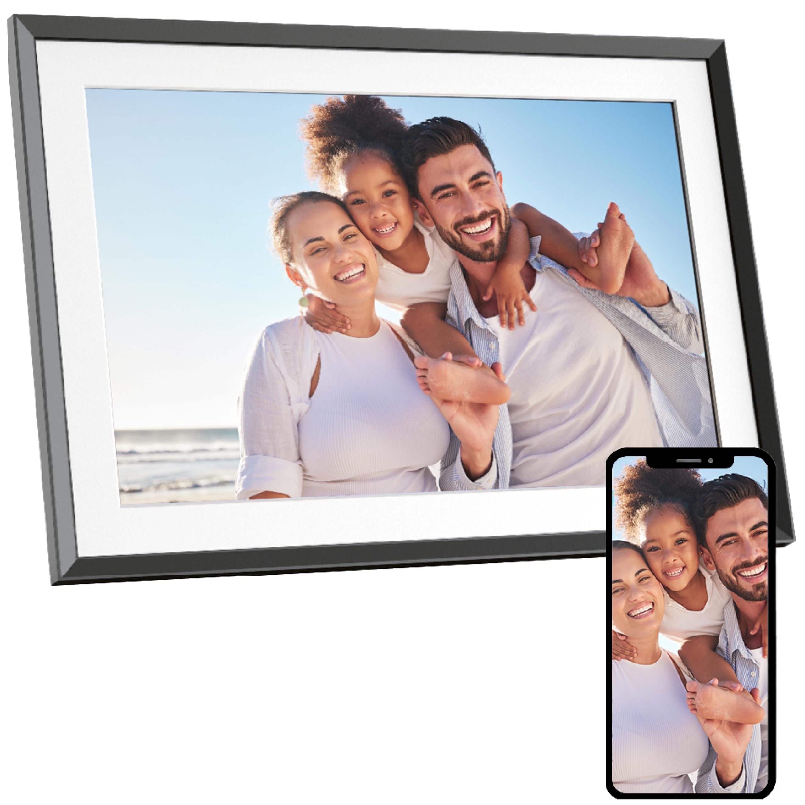 AGFAPHOTO - Realiview APF1000WIFI - Digital Photo Frame with Wi-Fi Connection - Frameo App, 10-inch HD Touchscreen, 32GB Memory, Weather and Clock Functions - Black