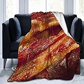 Bacon Flannel Throw Blanket Lightweight Soft Warm Bed Throws for Home Couch Room Sofa Office Travel Camping Dorm Decor Adults Kids Gifts 50x40 Inch