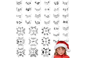JSRQT Lot de 39 pochoirs de peinture de visage de Noël, doux et réutilisables pour adultes, motif flocon de neige, bonhomme d