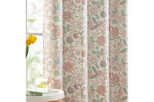 jinchan Nursery Curtains 95% Blackout Pink Floral Curtains for Girls Room 84 Inch Length Farmhouse Drapes for Bedroom Living 