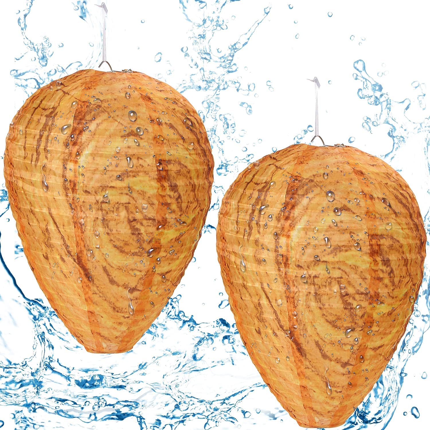 Augshy 2 Pack Waterproof Wasp Nest Decoy Artificial Dark Colour Hornet Decoy Nest Hanging Wasp Deterrent for Home and Garden Outdoor