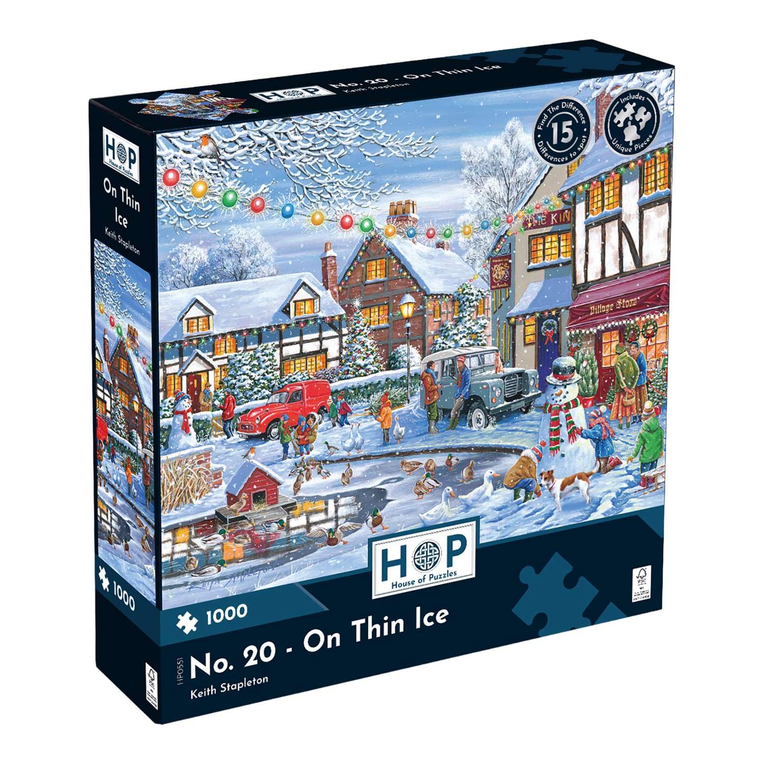 The House of Puzzles - No.20 - On Thin Ice Jigsaw - 1000 Piece Jigsaws For Adults, Artist Illustrated, Scenic Landscape, Deluxe Puzzle Gifts
