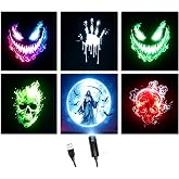 Halloween Projection Light 6 Patterns, USB Gooseneck Lamp for Party Decor | Halloween projection light with 6 horror slides, USB gooseneck, HD lens. Great for window, car, party, haunted house decor.