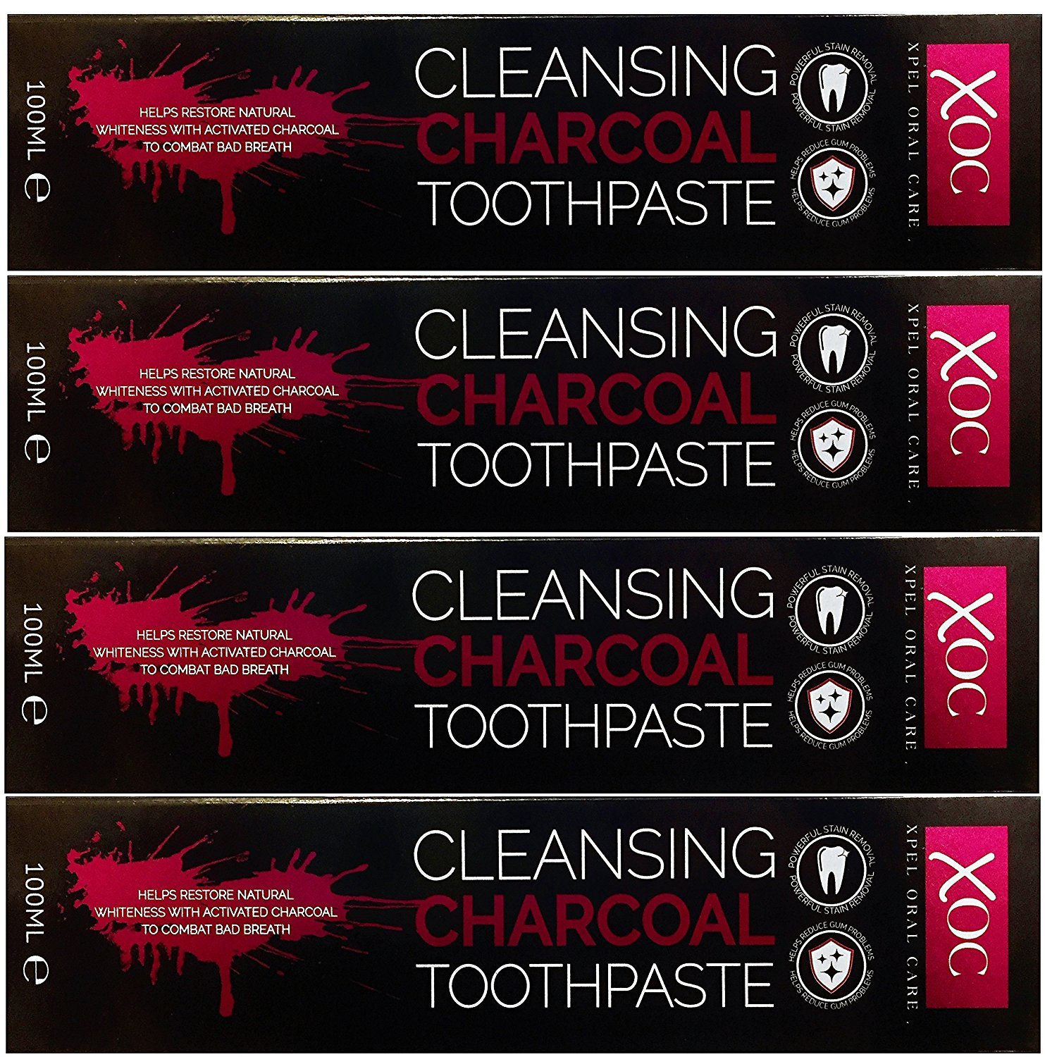 Buy XOC Cleansing Charcoal Toothpaste (4 x 100ml) Whitening Xpel Oral Care Online at Low Prices