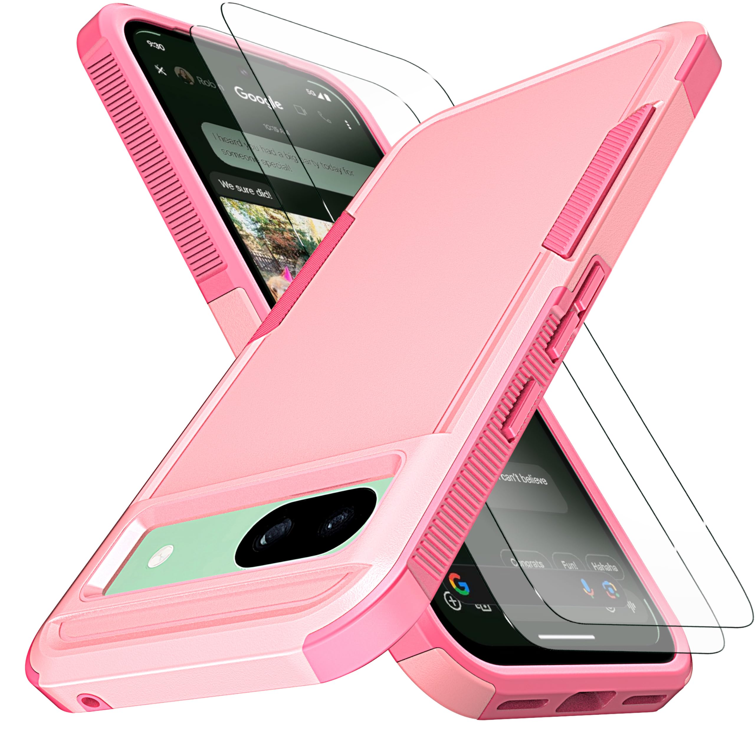 YmhxcY for Pixel 8A Case, [10 FT Military Grade Drop Protection] [Non-Slip] [2 pcs TPE HD Screen Protector] Heavy Duty Full-Body Shockproof Case for Google Pixel 8A 6.1“-Pink