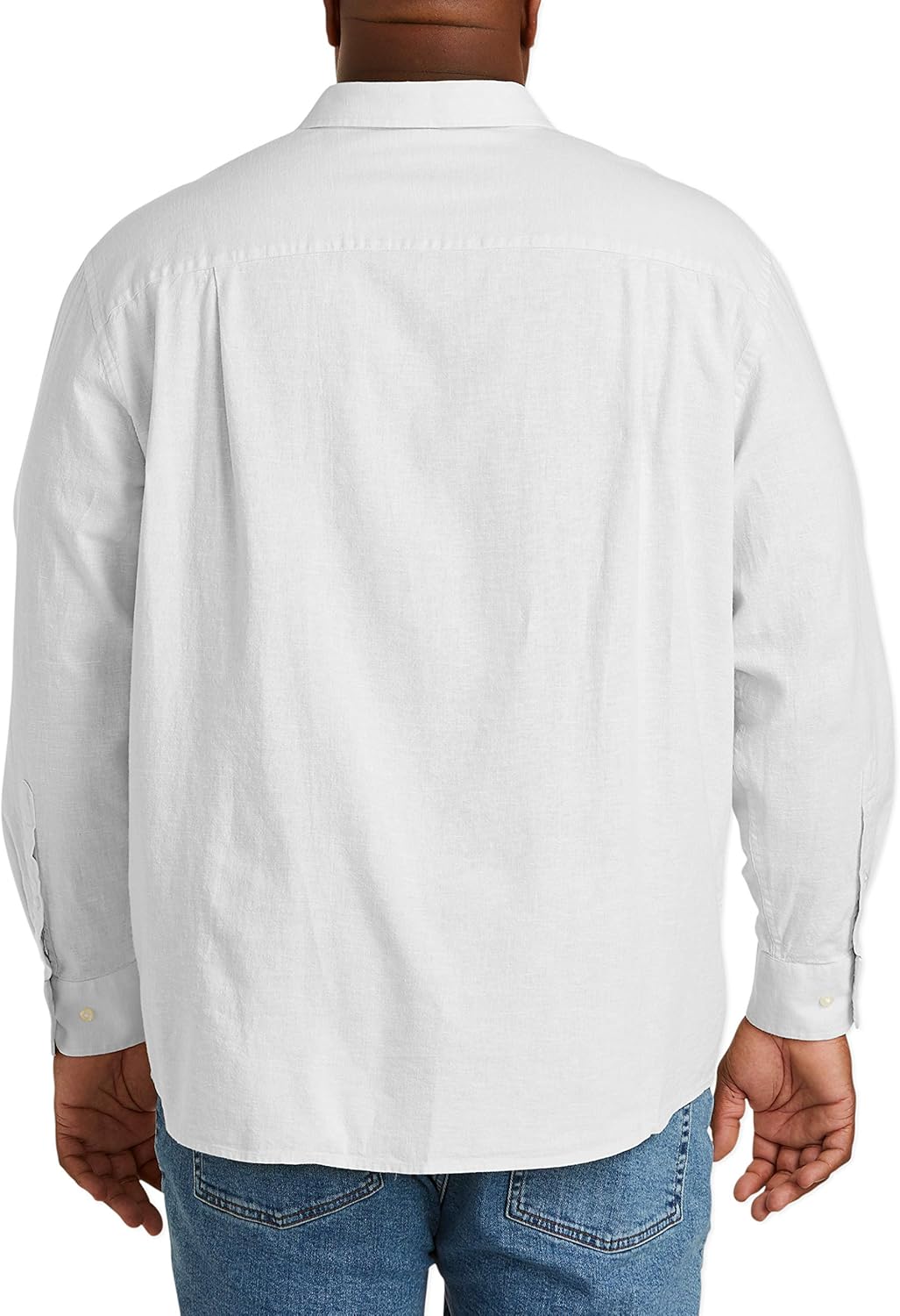  Essentials Men's Big & Tall Long-Sleeve Linen Cotton Shirt fit by DXL: Clothing