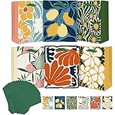 qiqee 7.9"x4.3"x9.6" 6PCS Clash Flowers Paper Gift Bags with Tissue Paper Handles Medium Size Bags（12pcs Tissue Paper ）