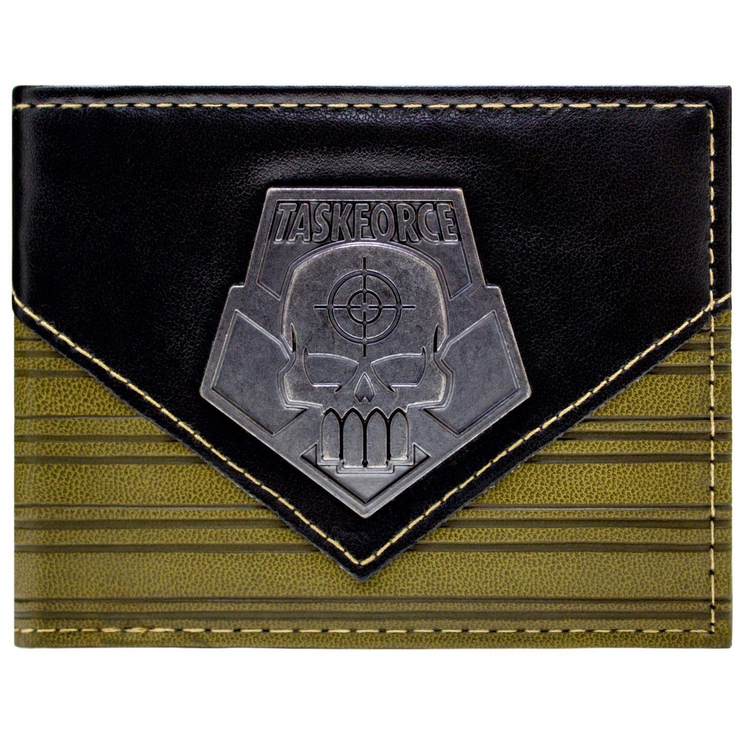 Suicide Squad Deadshot Task Force Metal Emblem Wallet Bi-Fold ID & Card Holder, Brown