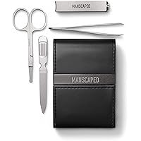 MANSCAPED™ Shears 2.0 Luxury 4-Piece Men's Grooming Nail Kit, Tempered Stainless Steel Fingernail Clippers, Safety Scissors,