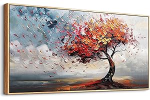 hyidecorart Large Abstract Wall Decor For Living Room Canvas Wall Art For Office Bedroom Decor Tree Panoramic Landscape Wall Painting Wood Framed Prints Textured Pictures Artwork Modern Hotel Mural