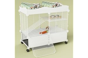 STILLCOVE Small Guinea Pig Cages Indoor, C&C Chinchilla Rat Cage Rabbit House on Wheels with Removable Tray