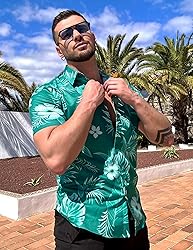COOFANDY Hawaiian Shirt for Men Short Sleeve Button