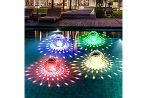 SUNY SMILING Floating Pool Lights, Solar Pool Lights with RGB Color Changing Waterproof Pool Lights that Float LED Pool Accessories Hangable Floating Ball Lights for Swimming Pool,Pond,Garden,Backyard (4 Pcs)