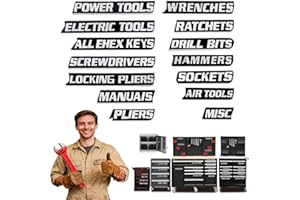 Abwehr 14 Pack of Magnetic Tool Box Labels – Reusable 3D Heavy Duty Magnetic Toolbox Labels for Garage, Tool Box Magnetic Labels for Trolleys, Toolboxes and Drawer Cabinets (Black)