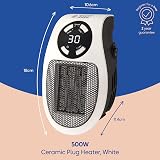 Russell Hobbs RHPH2001 500W Ceramic Plug Heater with Thermostat, Timer view 2
