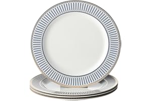 CwlwGO-8 Inch Bone China Salad Plates Sets of 4 Modern Elegant Round Dishes Dessert Plate Set Dinnerware Dish Serving Plates 