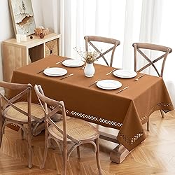 MIULEE Brown Thick Polyester Linen Rectangle