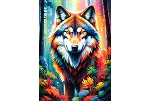 UiSdfuy Wolf Diamond Art Kits for Adults, 5D Diamond Painting for Adults and Beginner, Full Drill Animal Diamond Dots Wall Decor(11.8x15.7 in)